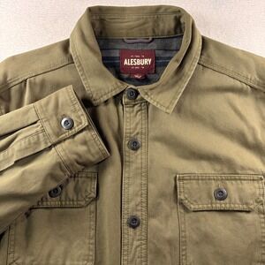 Alesbury Mens Olive Green Cotton Canvas Lined Shirt Jacket MGW30267 Size L